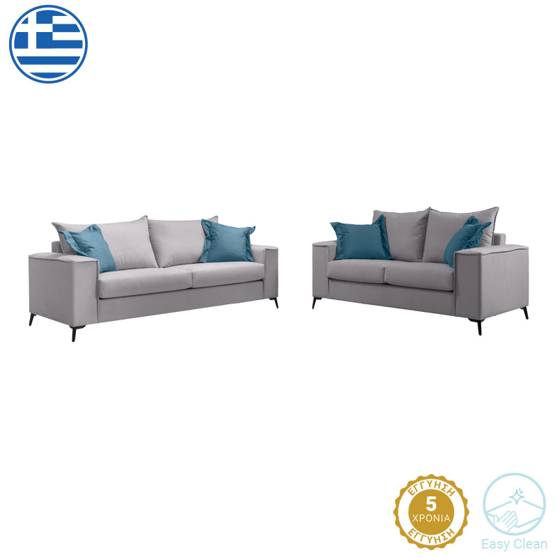 canapea Set 2 canapele cu 2 locuri Verona x2 Gri deschis 225x93x100 cm