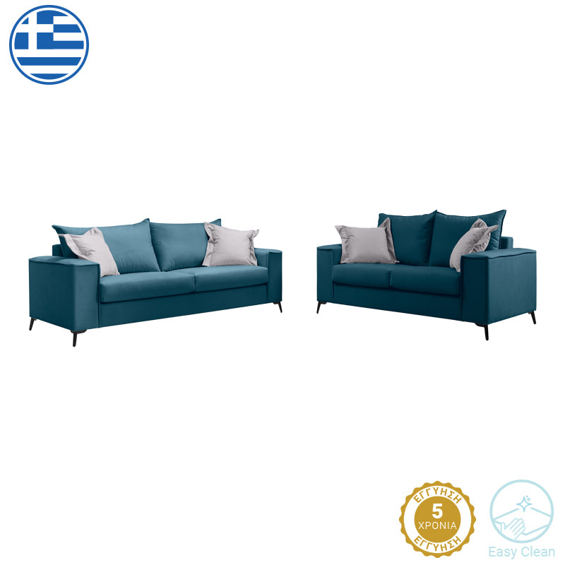 canapea Set 2 canapele cu 2 locuri Verona x2 Gri deschis 225x93x100 cm