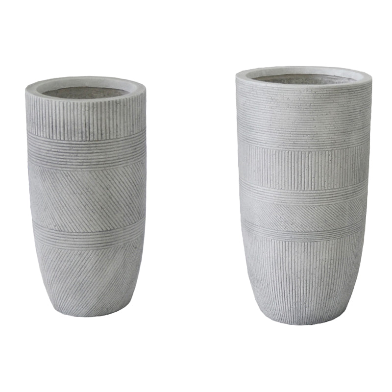 Set 2 Ghivece Ceramice Negani, Gri Deschis, Ceramică, Compacte - Transformă-ți casa cu stil!, 34x34x63 cm