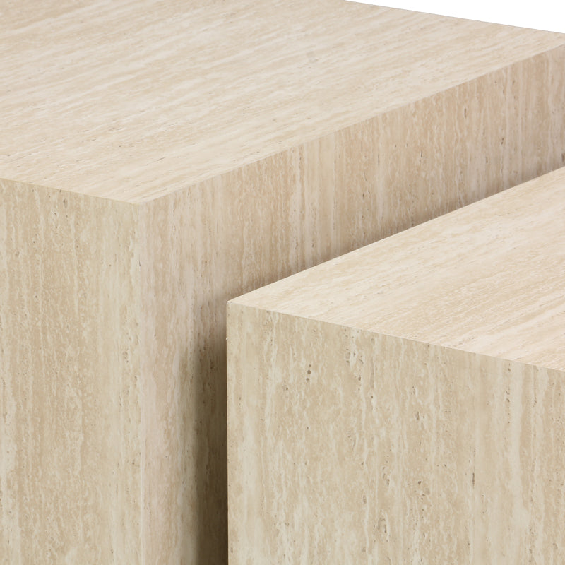 Set 2 masute de cafea Coffina din MDF, efect travertin, imagine produs 6, MDF, lemn, PP, pentru living