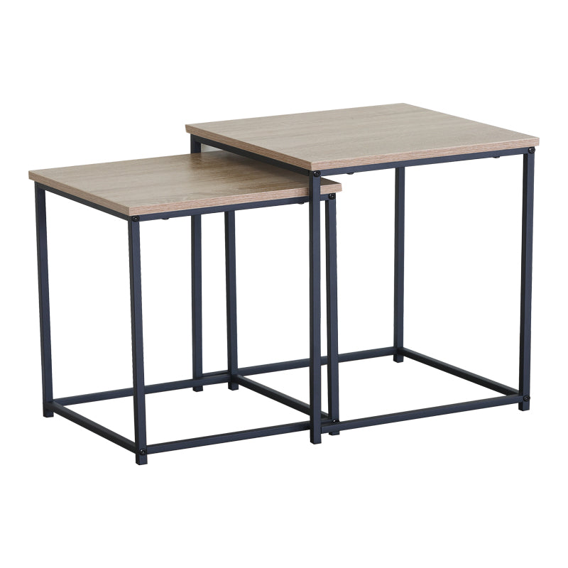 Set 2 masute de cafea din MDF, efect marmura neagra, cadru metalic, negru, 40x40x50 cm
