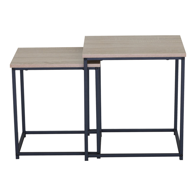 Set 2 masute de cafea din MDF, efect marmura neagra, cadru metalic, negru, 40x40x50 cm