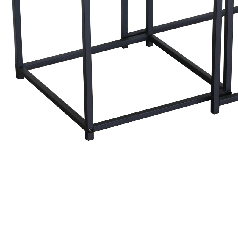Set 2 masute de cafea din MDF, efect marmura neagra, cadru metalic, negru, 40x40x50 cm