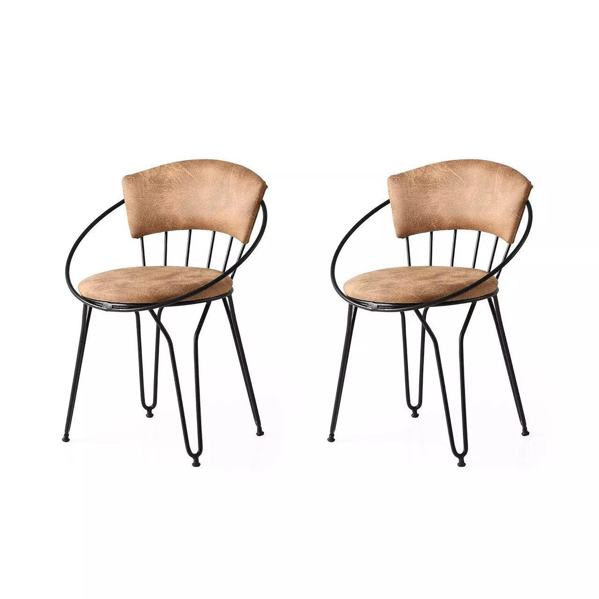 Set 2 Scaune Bucatarie Istanbul 965, 60 x 77 x 50 cm, Negru / Bej