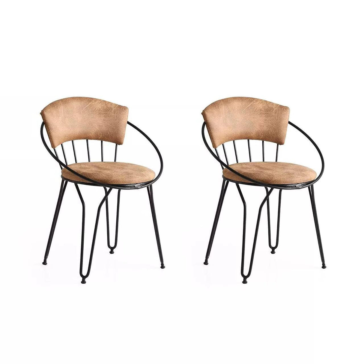 Set 2 Scaune Bucatarie Istanbul 965, Negru - Bej, 60x77x50 cm