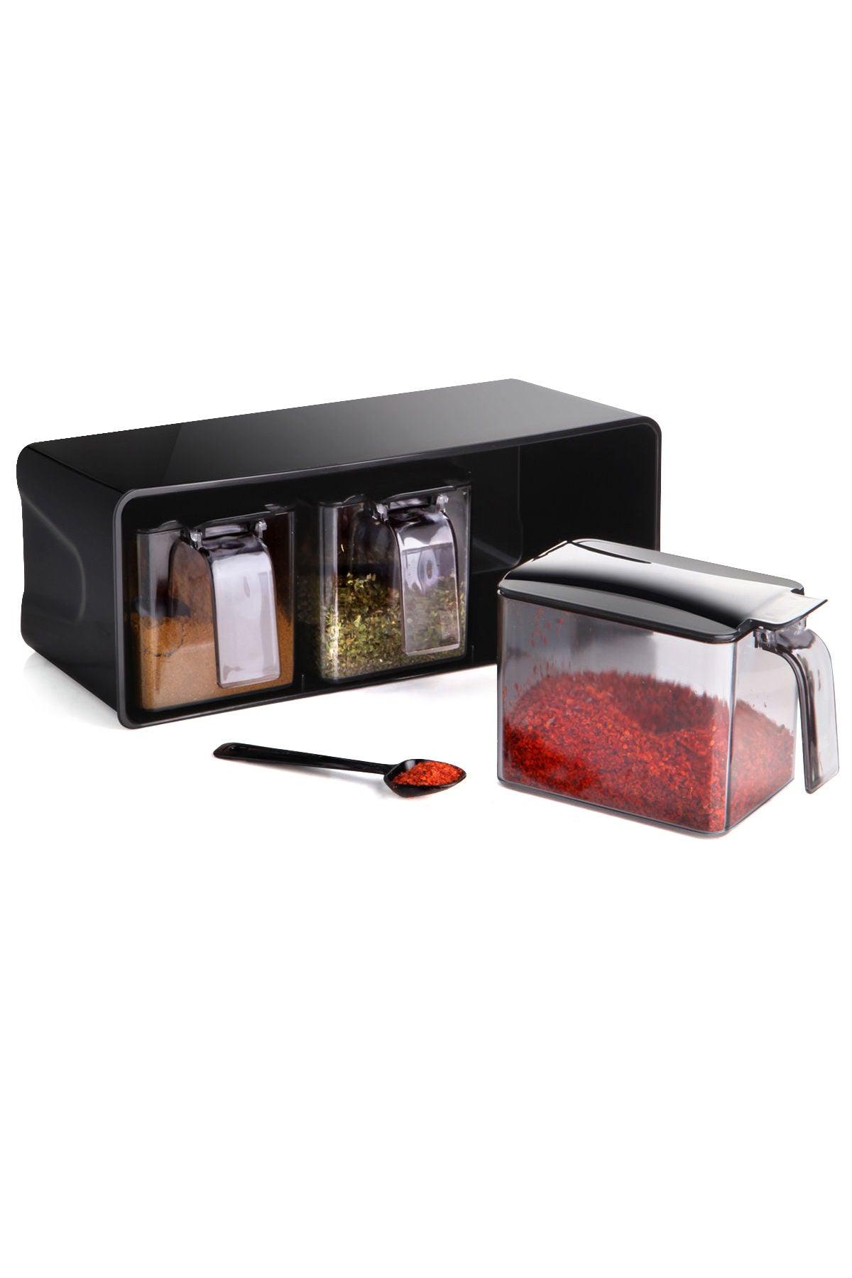 Set 3 borcane de condimente, Negru