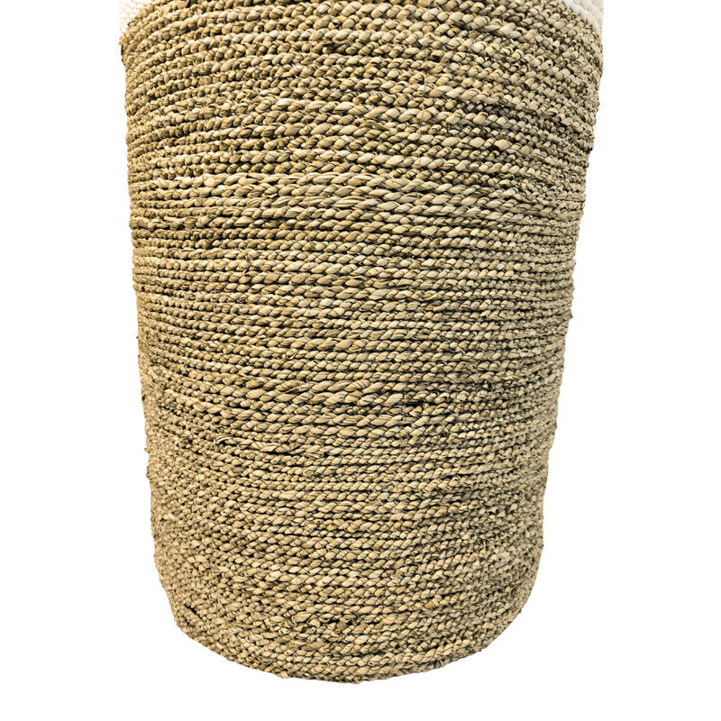 Set 3 Coșuri Decorative Fesia, Seagrass, Culori Naturale-Alb, Variate, 38x38x60 cm