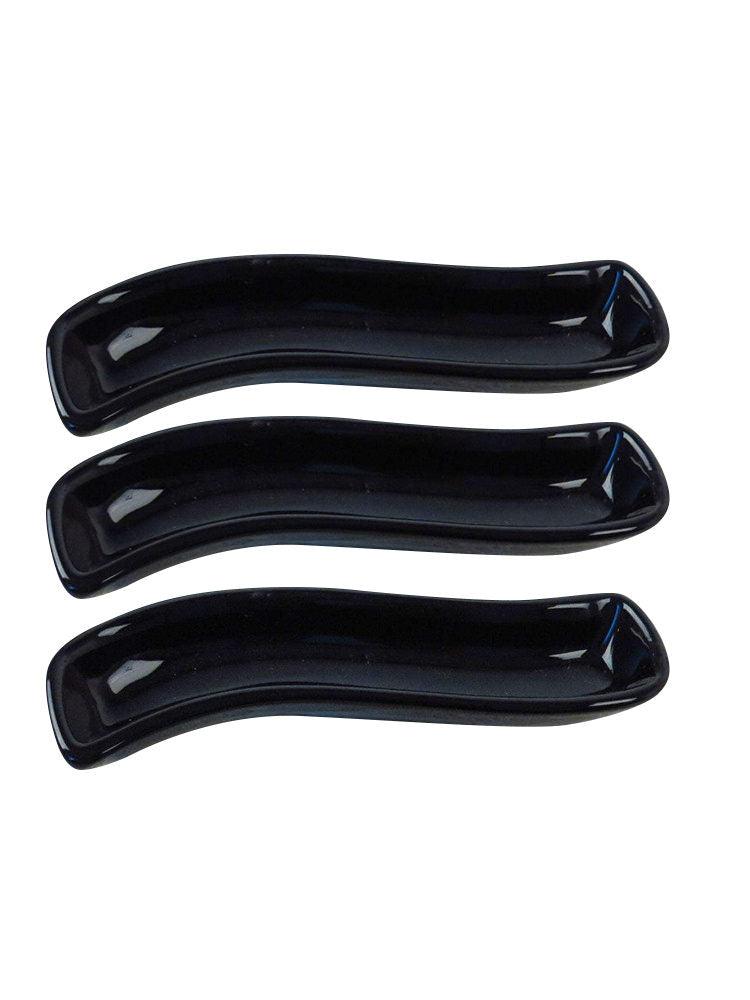 Set 3 Platouri Olivier, Ceramica, Negru, 18 cm