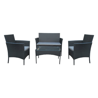 Set 4 buc masa si scaune de gradina Calmness Negru 104x55x79 cm