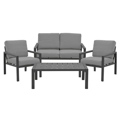 Set 4 buc masa si scaune de gradina Mabudu Gri 118x64x100 cm