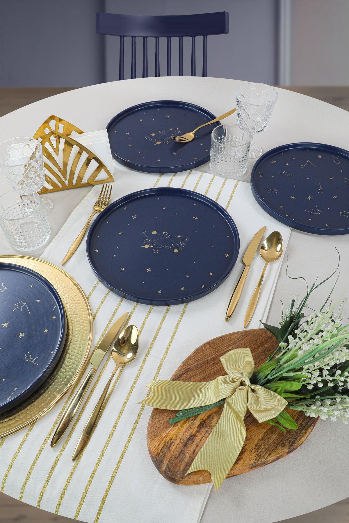 Set 4 Farfurii Sky, Ceramica, Albastru marin, 27 cm