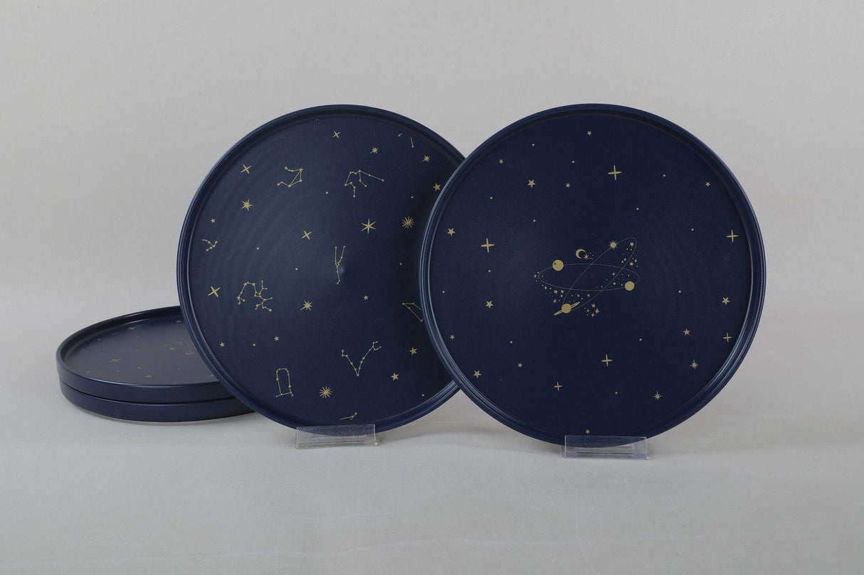 Set 4 Farfurii Sky, Ceramica, Albastru marin, 27 cm