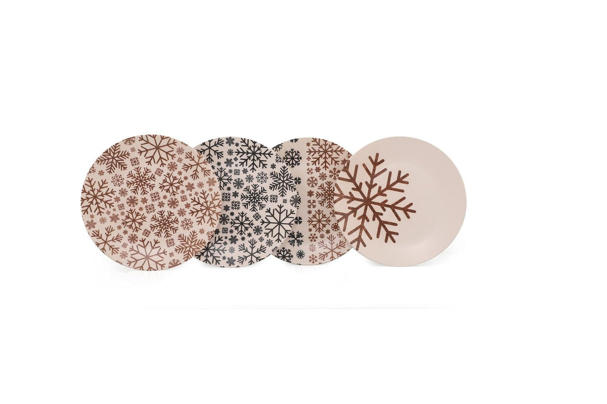 Set 4 Farfurii Snowflake , Multicolor, 25 cm