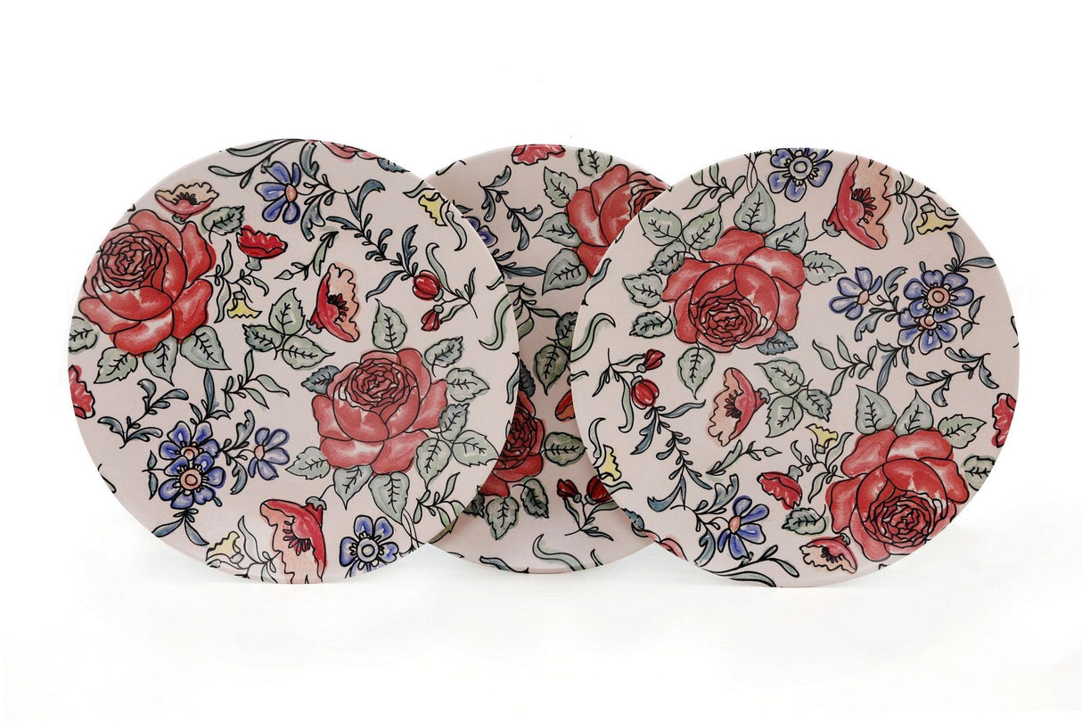 Set 6 Farfurii Flora, Ceramica, Multicolor, 25 cm