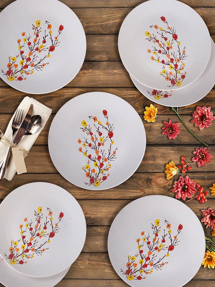 Set 6 farfurii Flori de Camp, Ceramica Alba, 26 cm