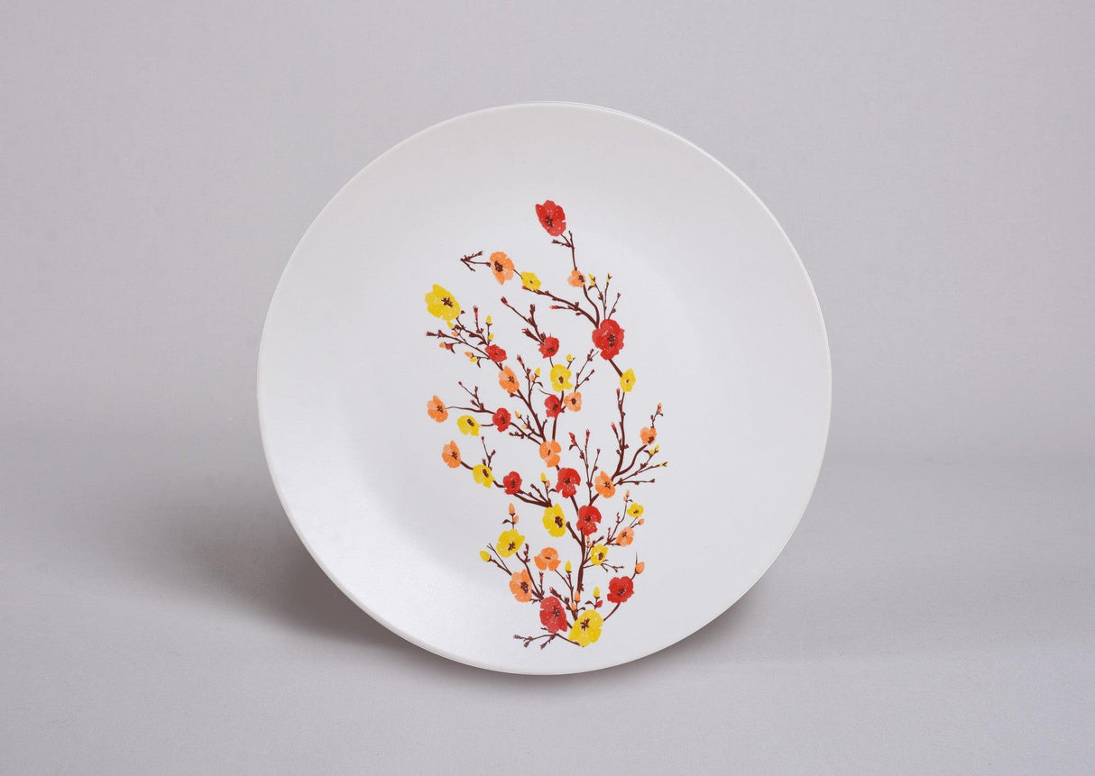 Set 6 farfurii Flori de Camp, Ceramica Alba, 26 cm