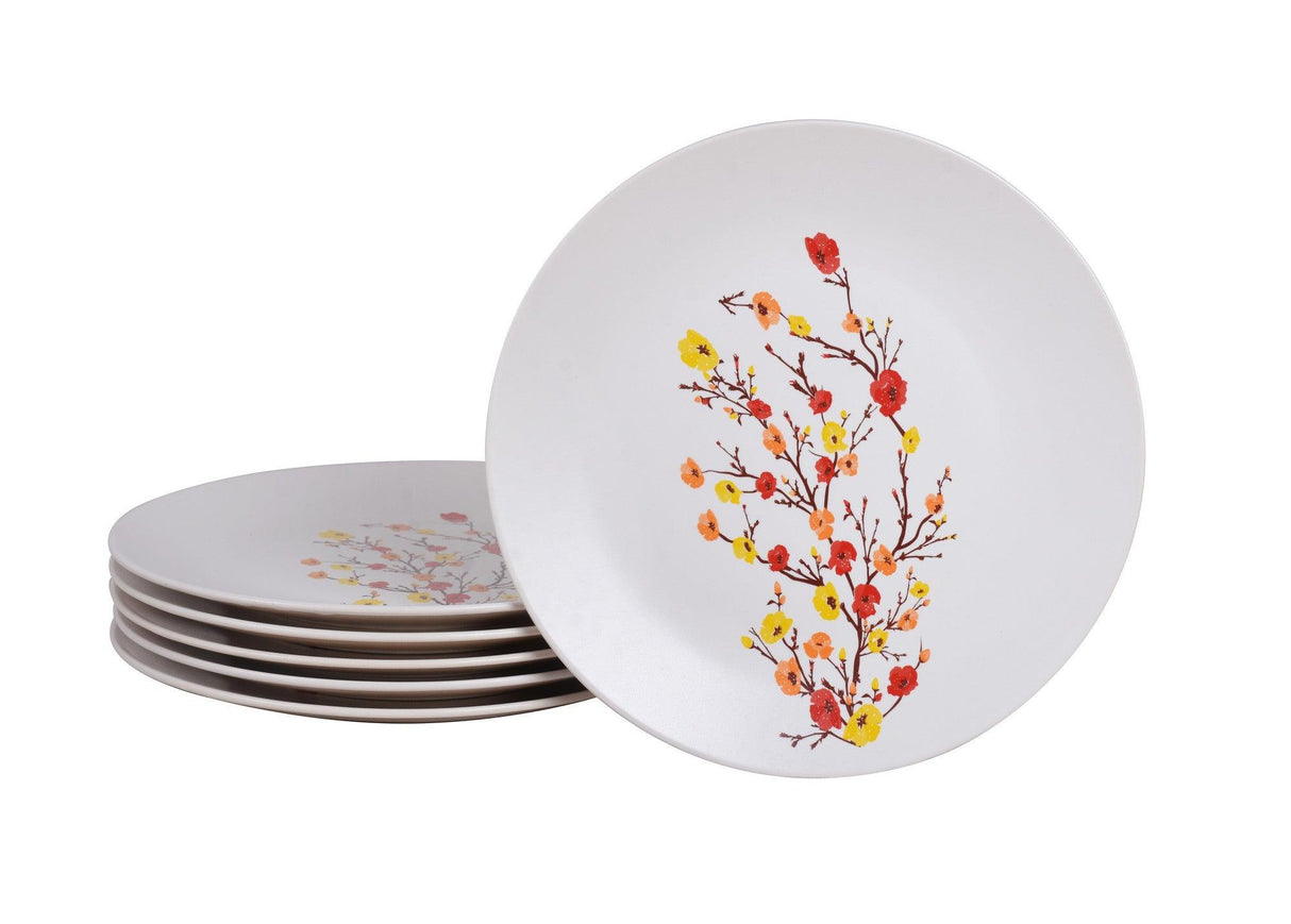 Set 6 farfurii Flori de Camp, Ceramica Alba, 26 cm
