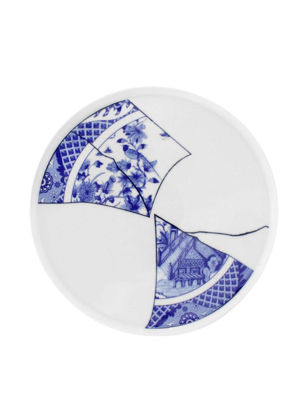 Set 6 Farfurii Maria, Alb si Albastru, 28 cm