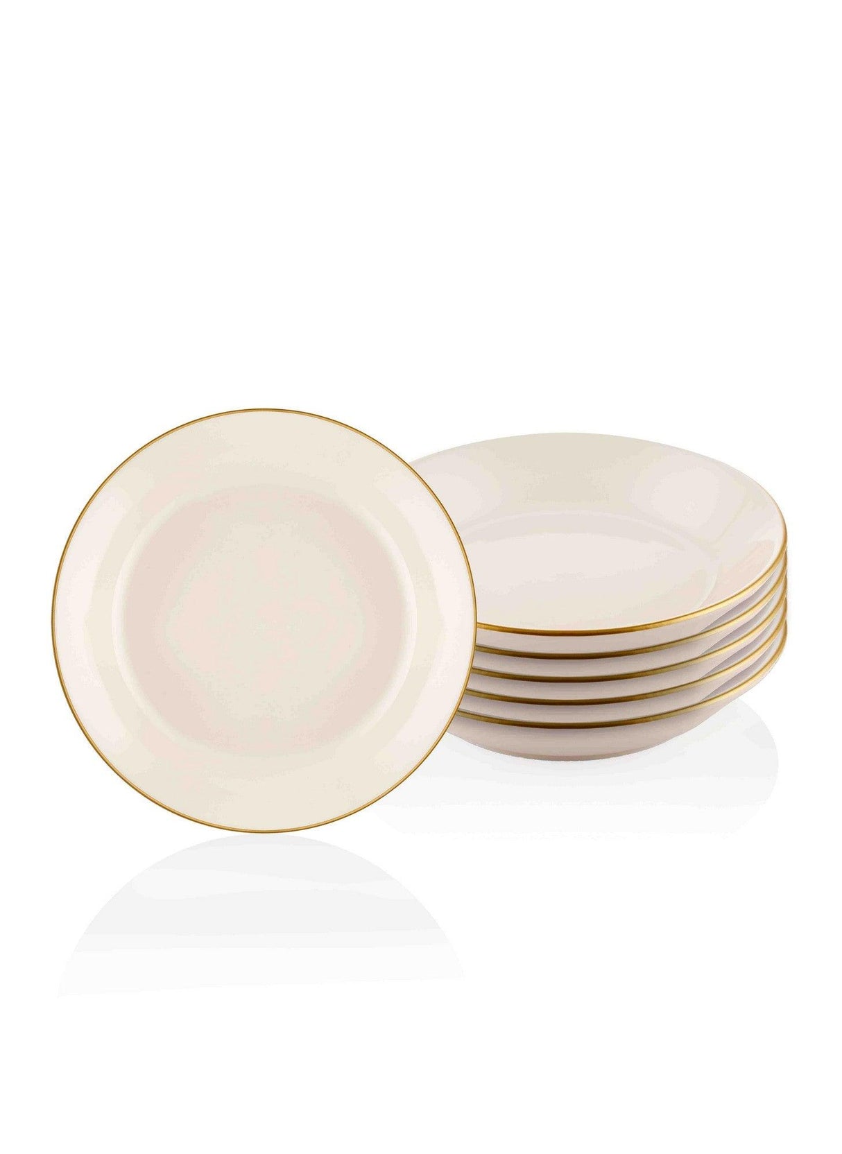 Set 6 Farfurii Pluto, Ceramica, Crem, 20 cm