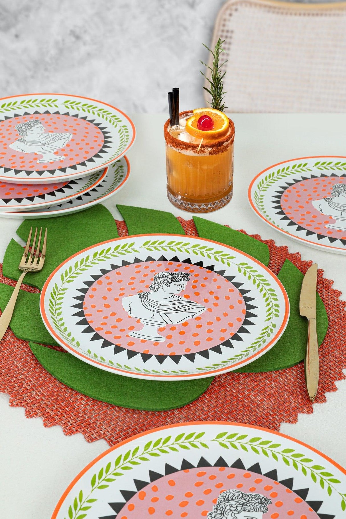 Set 6 Farfurii Roma, Ceramica, Multicolor, 25 cm