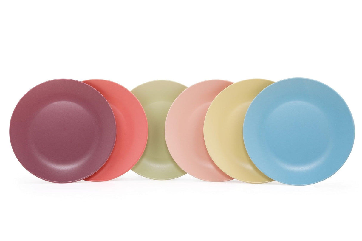 Set 6 Farfurii Uni Pastel, Ceramica , Multicolor, 25 cm