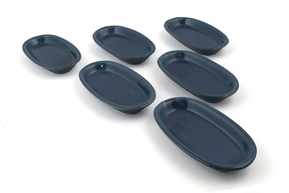 Set 6 Platouri Estelle, Ceramica, Albastru, 16 cm