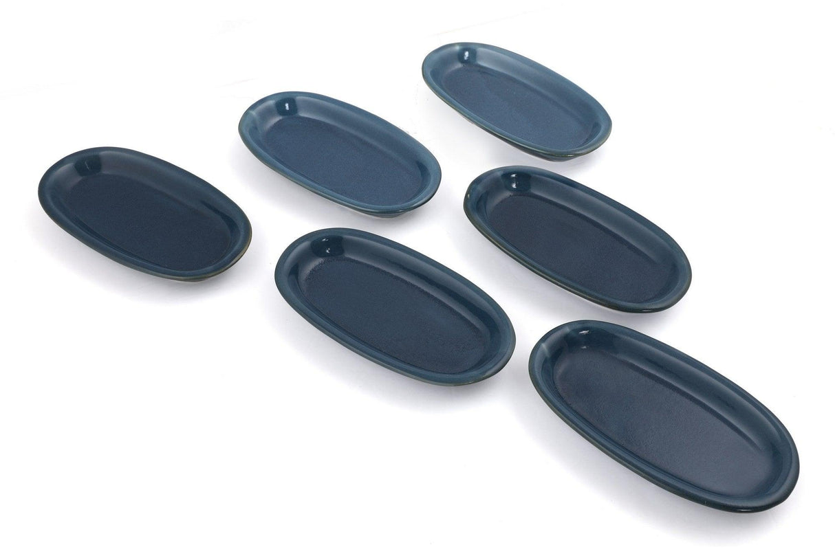 Set 6 Platouri Estelle, Ceramica, Albastru, 16 cm