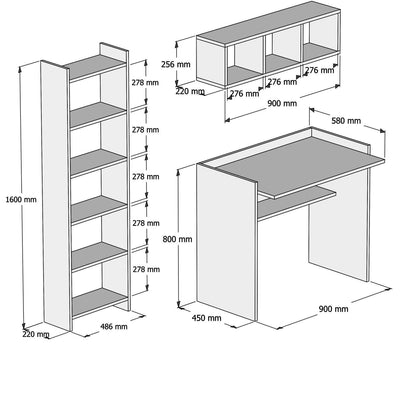 Set Birou Matilda, Alb, 3 Piese, 90 x 80 x 58 cm