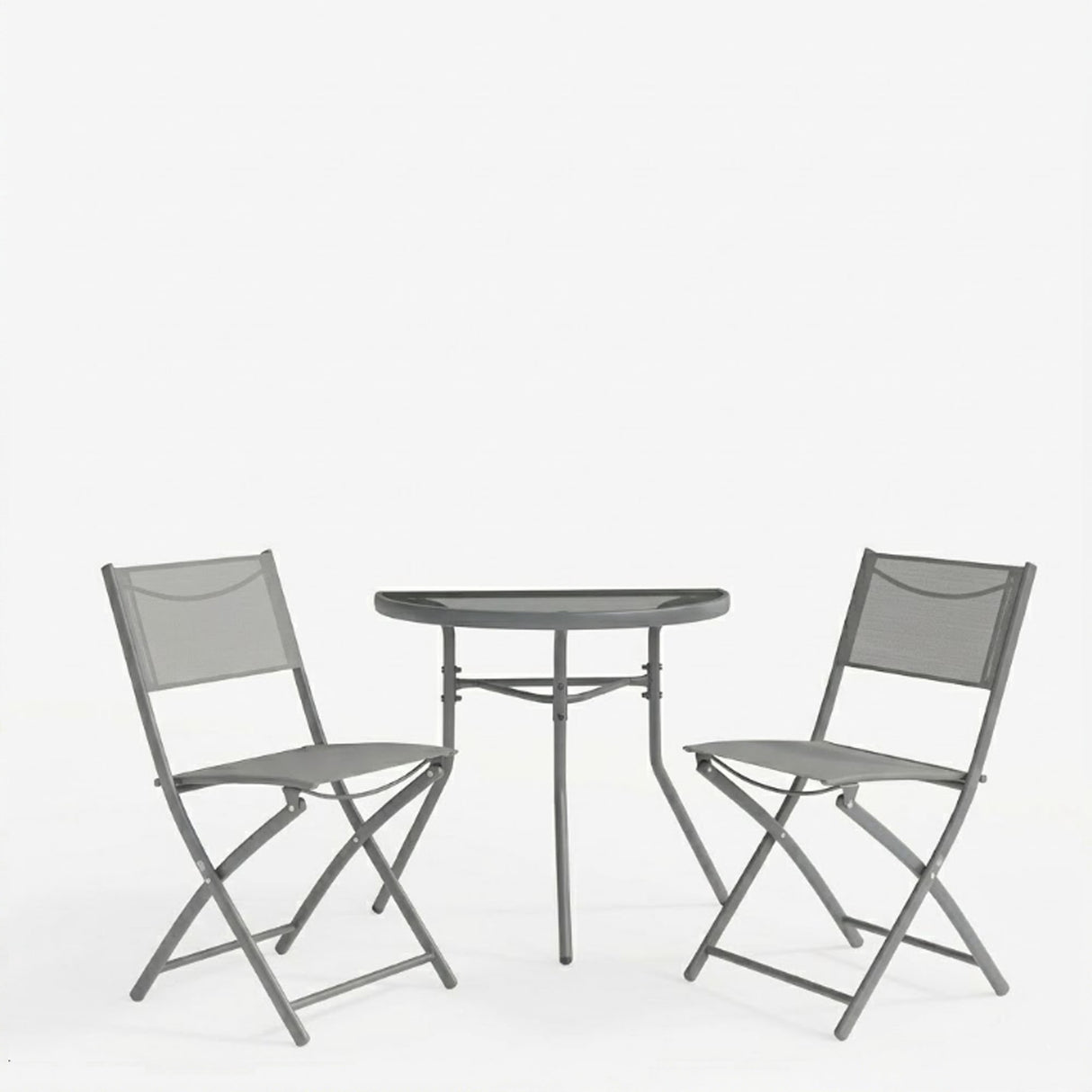 Set bistro exterior Bion Jeve, 3 piese, Antracit-Champagne, metal si textilene, 70x40x65 cm
