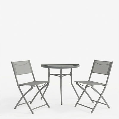 Set bistro exterior Bion Jeve, 3 piese, Antracit-Champagne, metal si textilene, 70x40x65 cm, vedere frontală, metal, stofă, PP, pentru living sau bucătărie