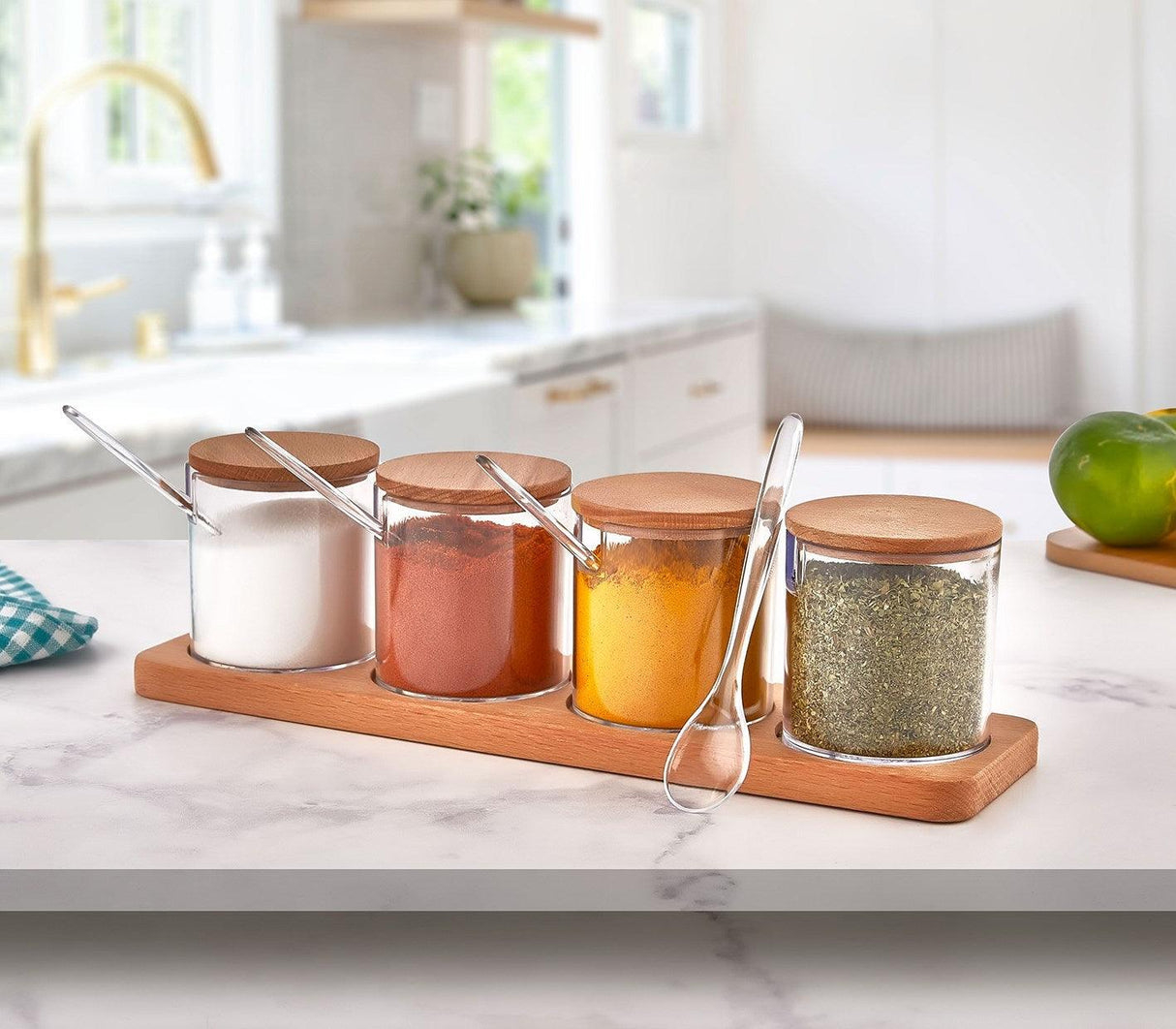 Set borcan de condimente și rafturi de bucătărie, 32.8x10.5x9 cm