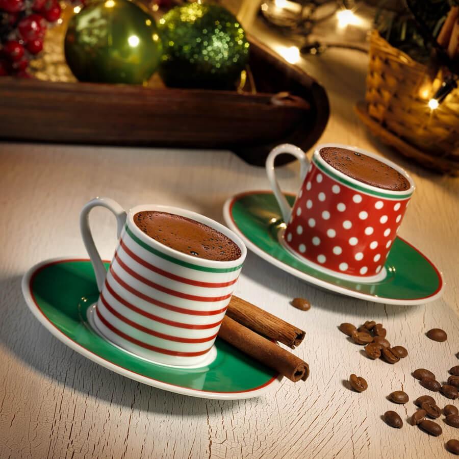 Set cești de cafea, Alb, 13x10x13 cm