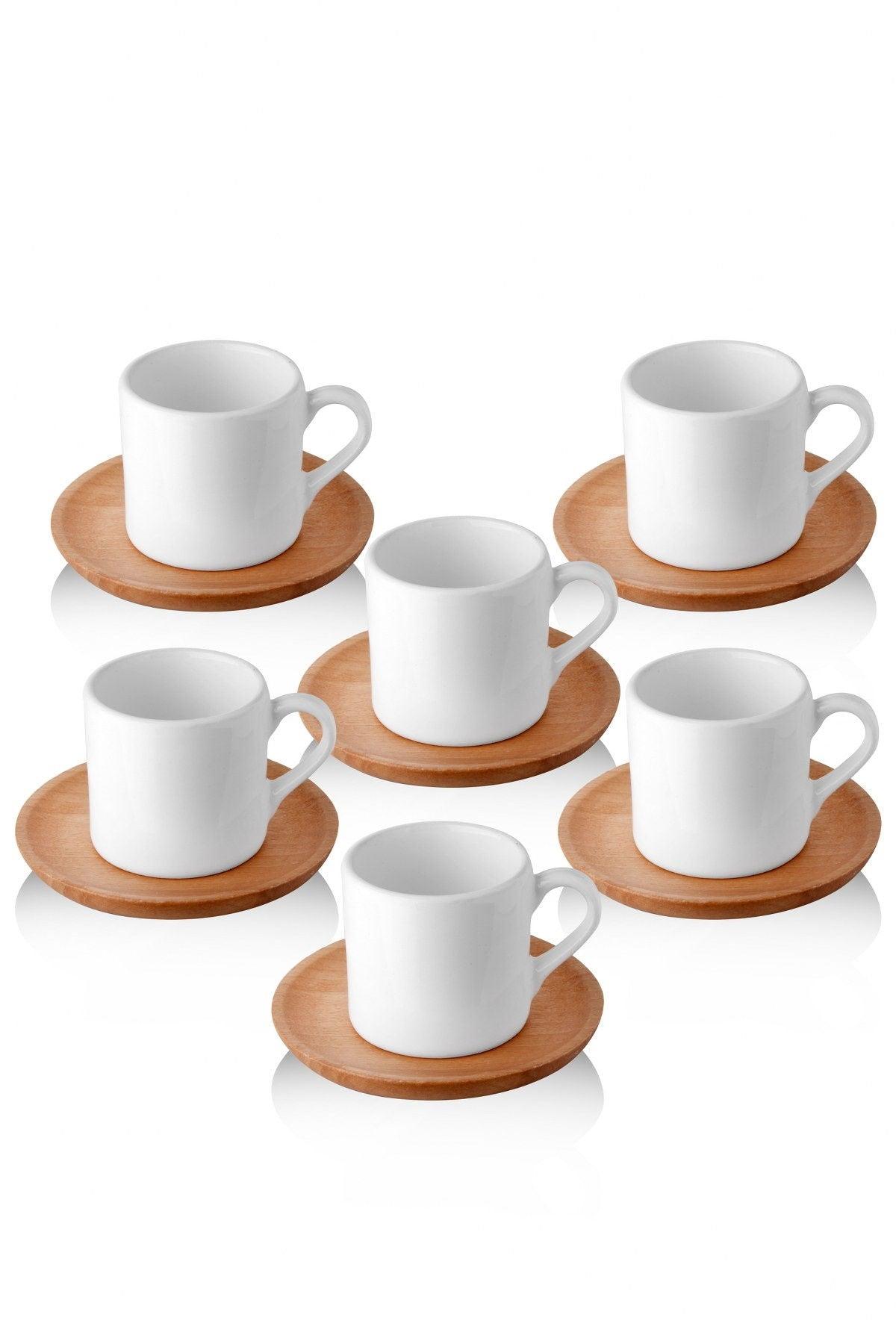 Set cești de cafea, Alb, 13x7x33 cm