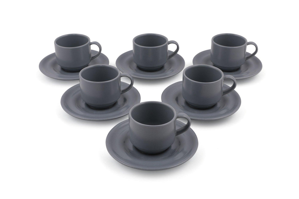 Set cești de cafea, Gri, 27x7x19 cm