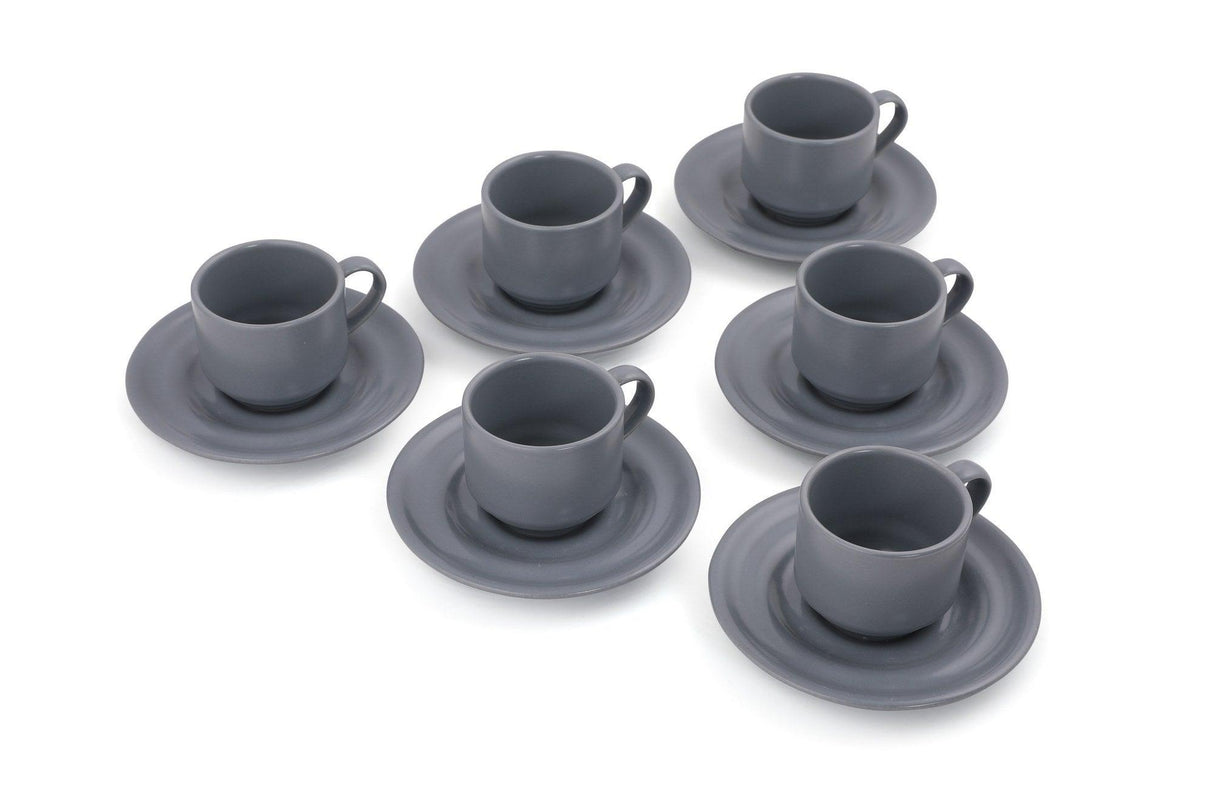 Set cești de cafea, Gri, 27x7x19 cm