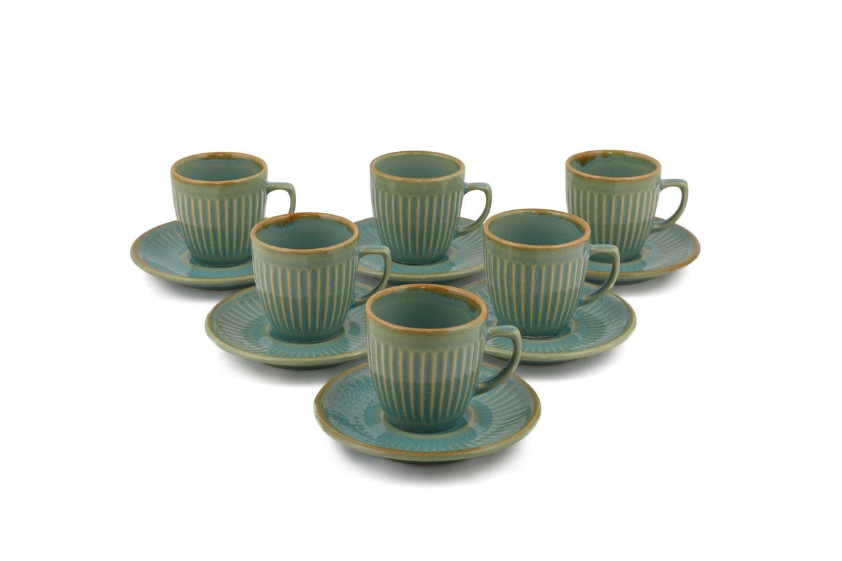 Set cești de cafea, Mare verde, 40x18x21 cm