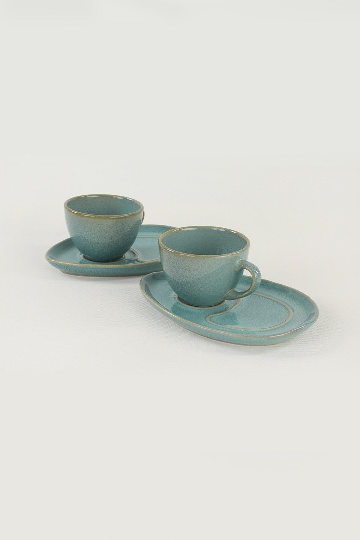 Set cești de cafea Ocean Drip Coffee Presentation Set 4 Pieces for 2 People, Turcoaz, 29x17x29 cm