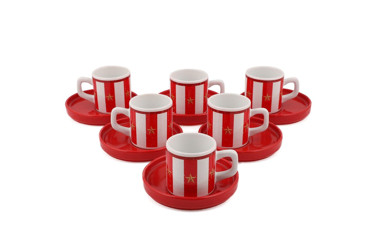Set cești de cafea, Roșu, 37x22x24 cm