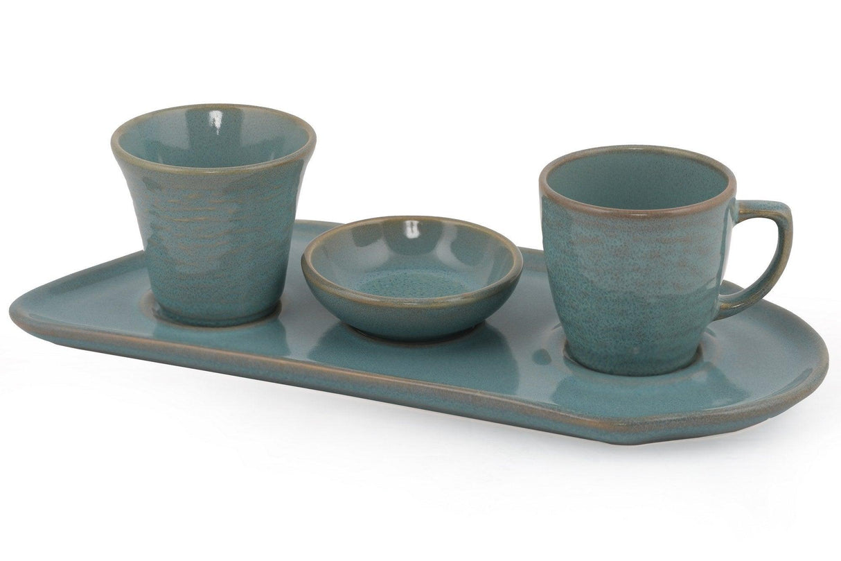 Set cești de cafea, Turcoaz, 37x19x27 cm