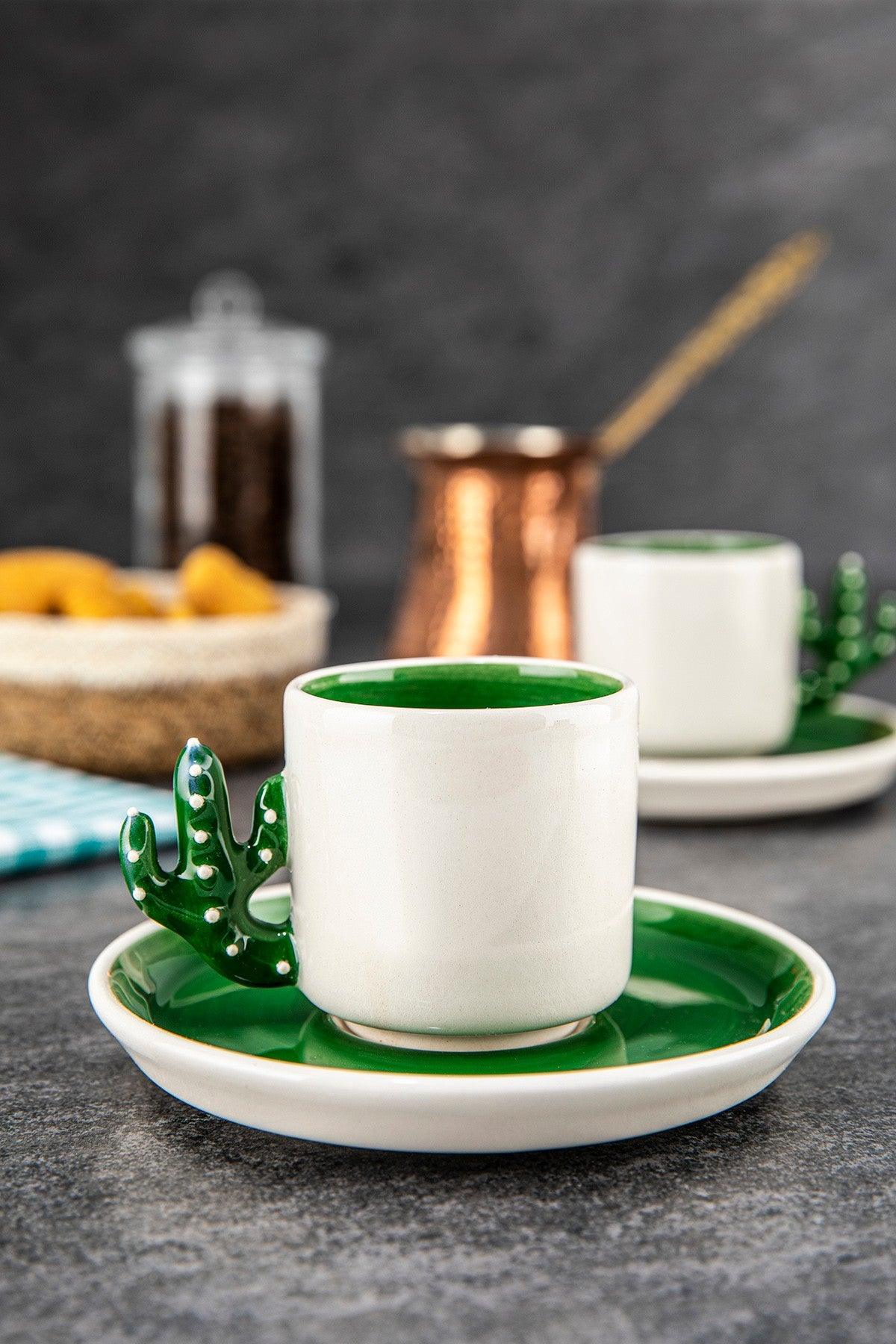 Set cești de cafea, Verde, 6x7.5x6 cm