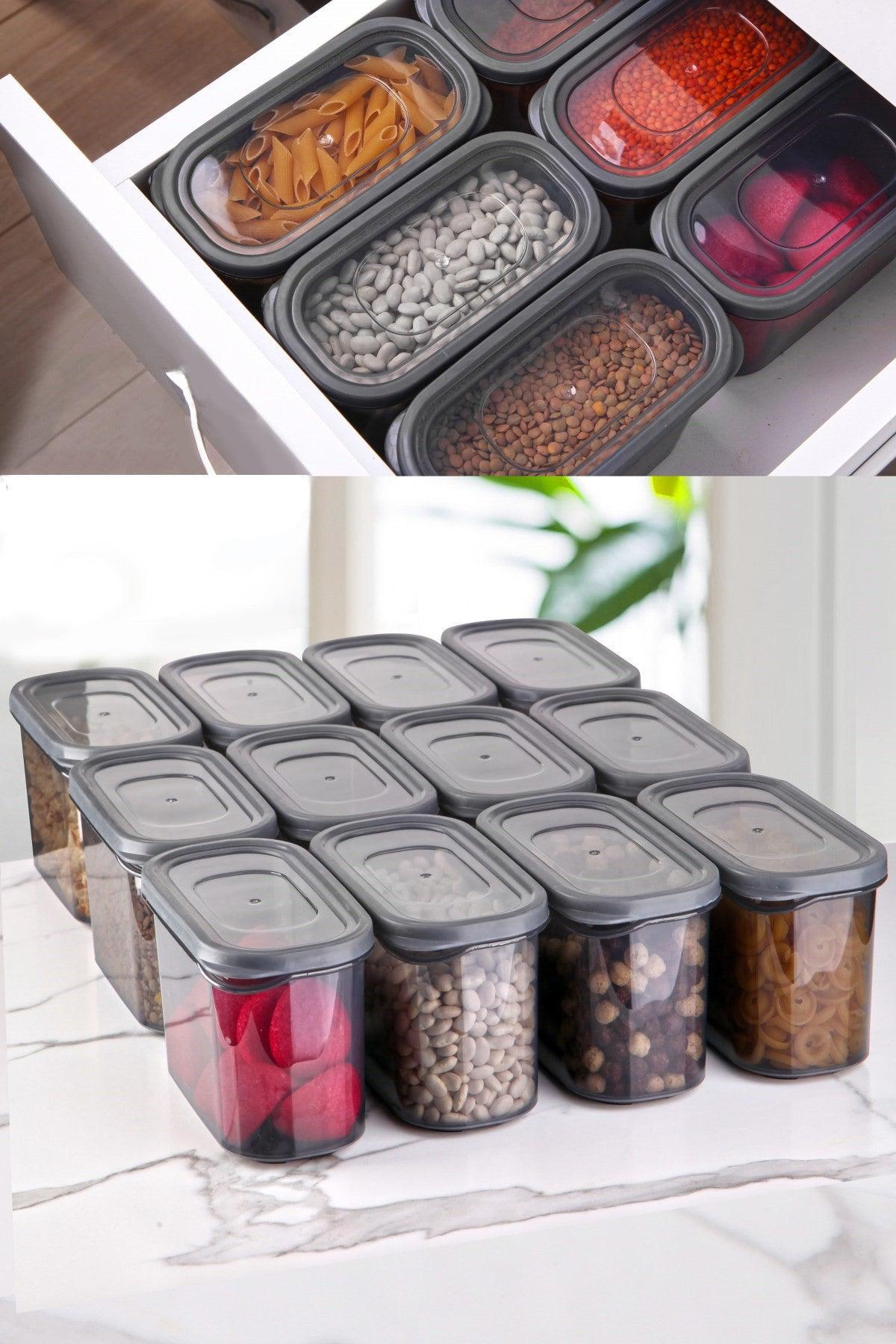 Set cutie de depozitare Storage Box Set AK - 362 - 12 - Lİ, Gri, 30x27x18 cm