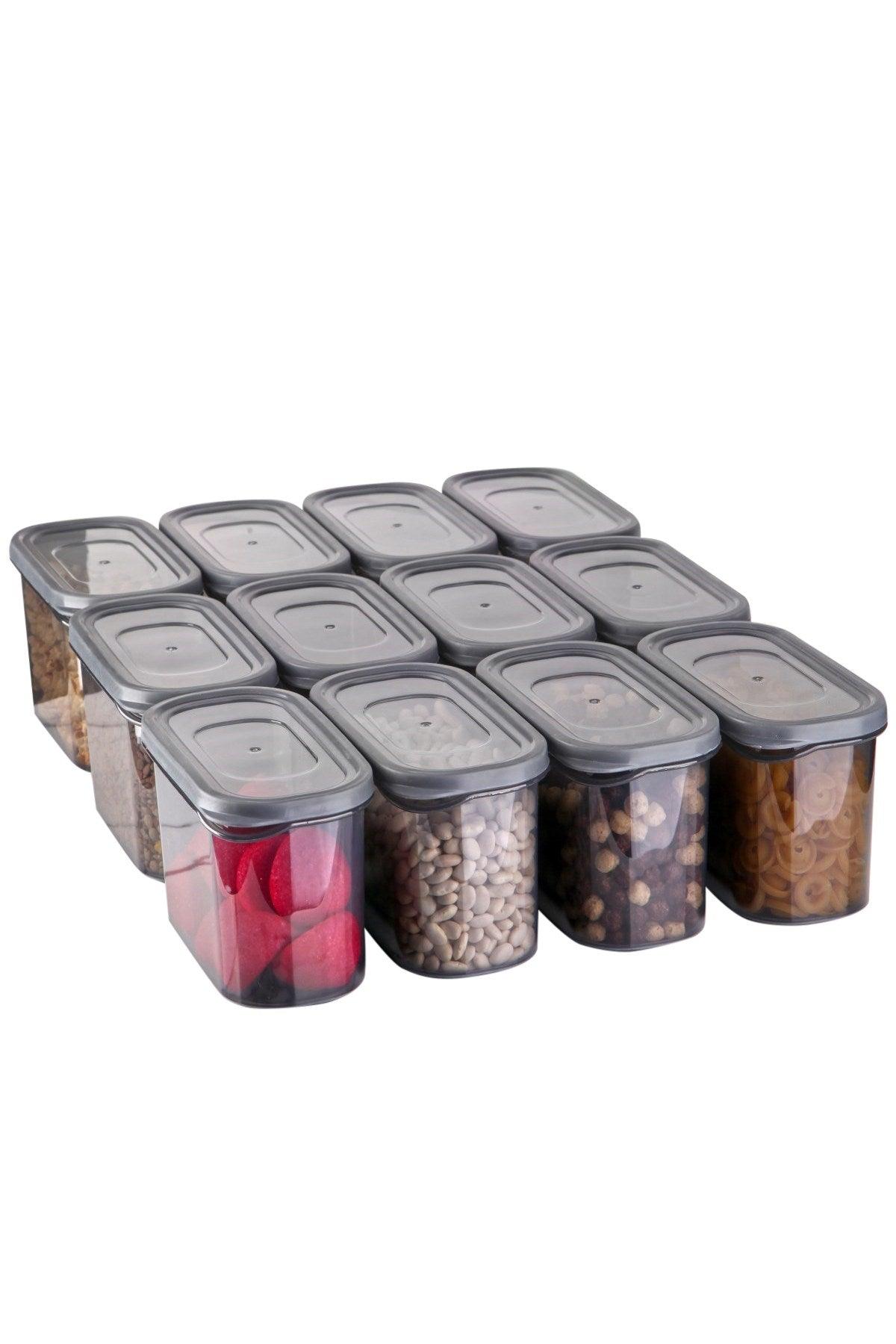 Set cutie de depozitare Storage Box Set AK - 362 - 12 - Lİ, Gri, 30x27x18 cm