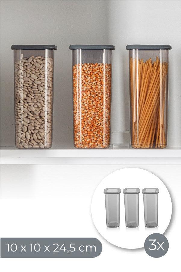 Set cutie de depozitare Storage Box Set BNM-0735 Bucatarie , Gri, 10 x 25 x 10 cm