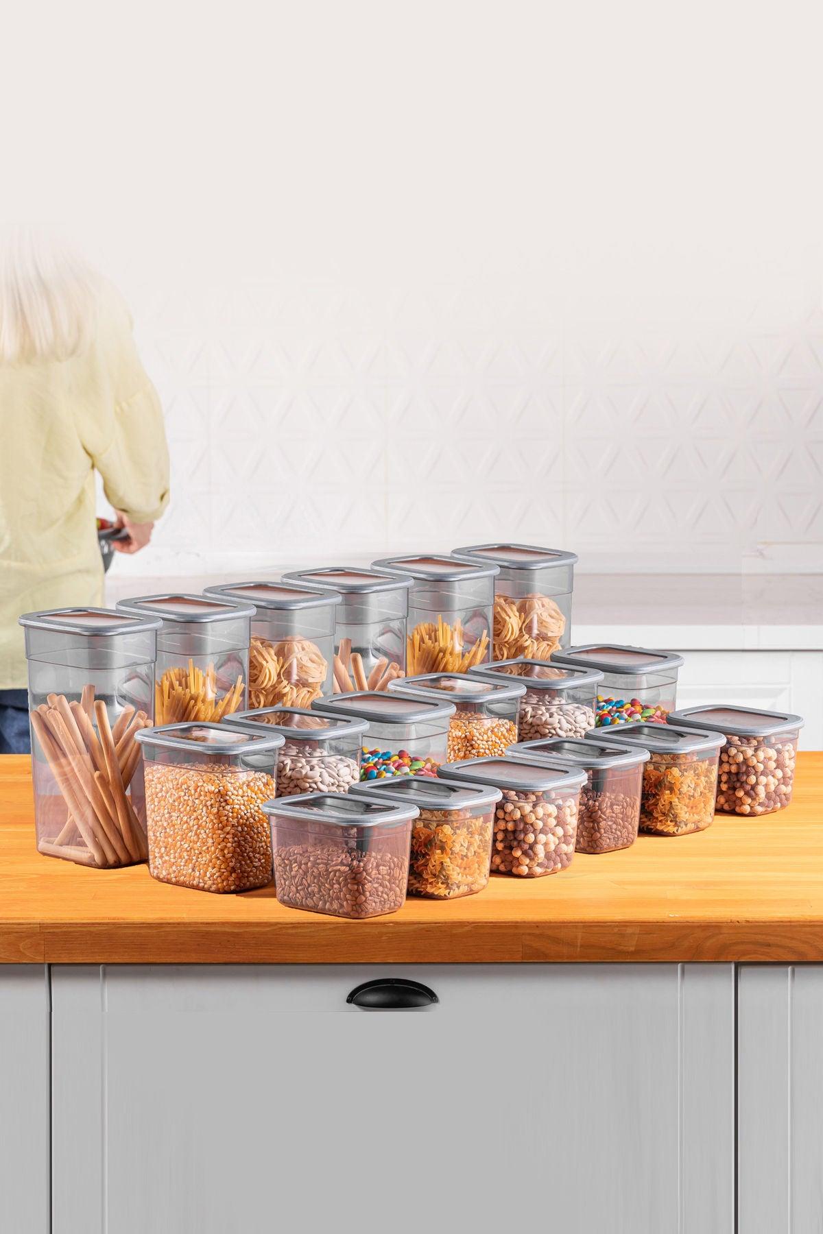 Set cutie de depozitare Storage Box Set BNMPOLI - 18, Gri, 32 12 x 28 x 17 cm