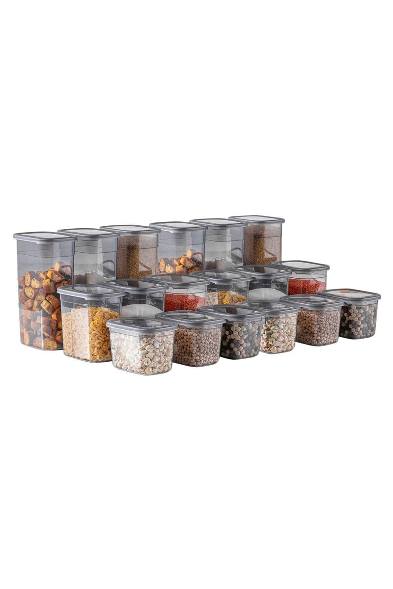 Set cutie de depozitare Storage Box Set Bucatarie, Gri, 12 x 28 x 17 cm