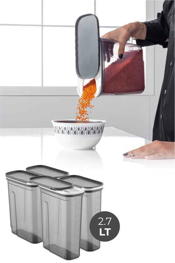 Set cutie de depozitare Storage Box Set FOLYBNM-0674, Gri, 10 x 26 x 20 cm