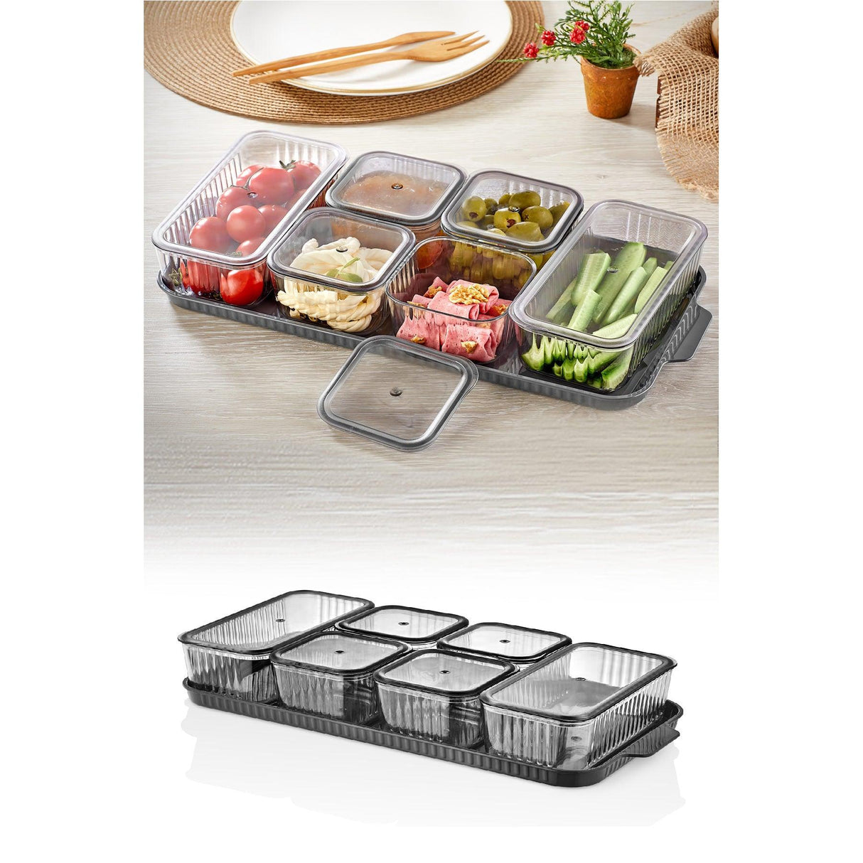 Set cutie de depozitare Storage Box Set Khvltseffaf - Anthracite, Gri, 37 x 6 x 19 cm