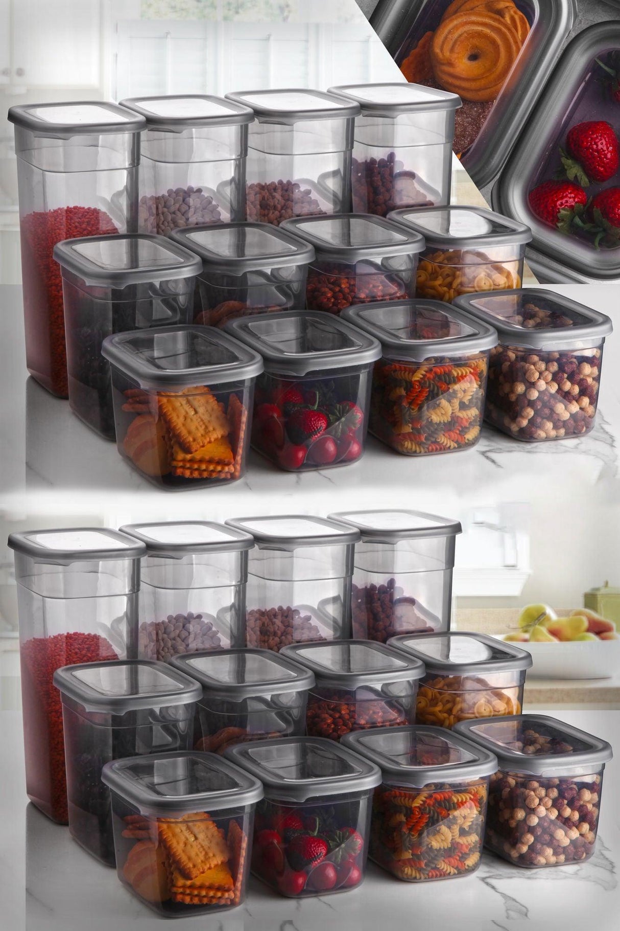 Set cutie de depozitare Storage Box Set MCH08496, Gri, 34x39x23 cm