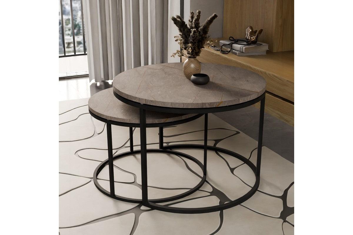 Set de 2 masute de cafea Solme, 60x60x40 cm - Gri inchis