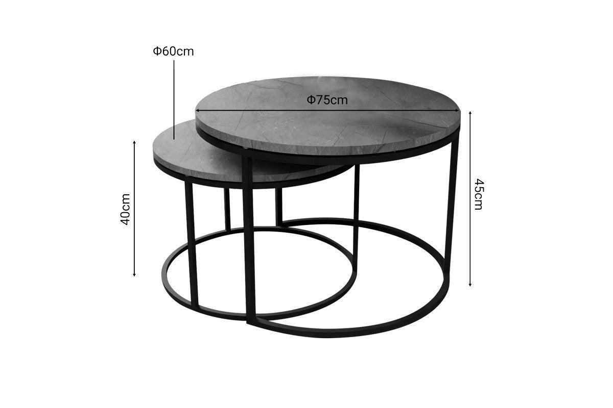 Set de 2 masute de cafea Solme, 60x60x40 cm - Gri inchis